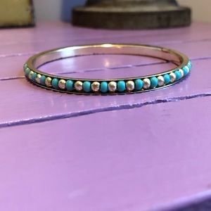 Single gold and teal beaded bangle!!